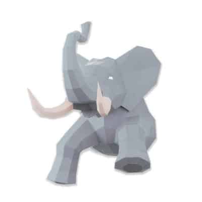 trophée 3d éléphant gris à monter expert agent paper