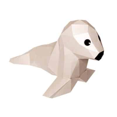 trophée papier 3d babies phoque à monter facile agent paper