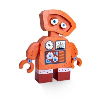 trophée 3d robot orange à monter moyen agent paper
