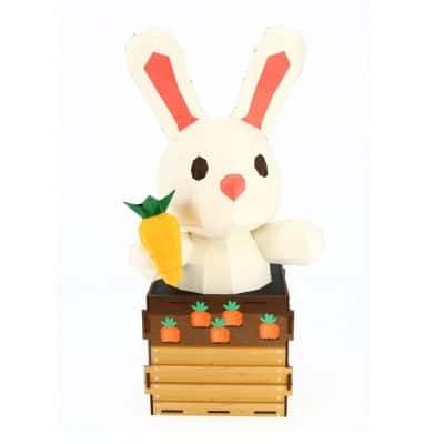 animal surprise petit lapin à poser sur une boîte savane à monter soi-même
