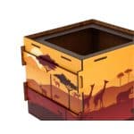 zoom sur la boîte savane de la marque agent paper pour poser les animaux surprises