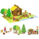 détails des accessoires et personnages du jeu de construction de la maison de la nature jeujura